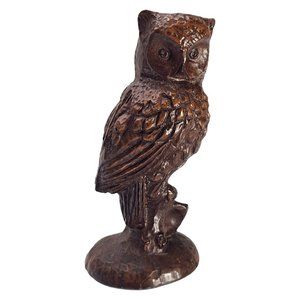 Vintage Carved‎ Owl Figurine - Red Mill Mfg. Pecan Shell Resin